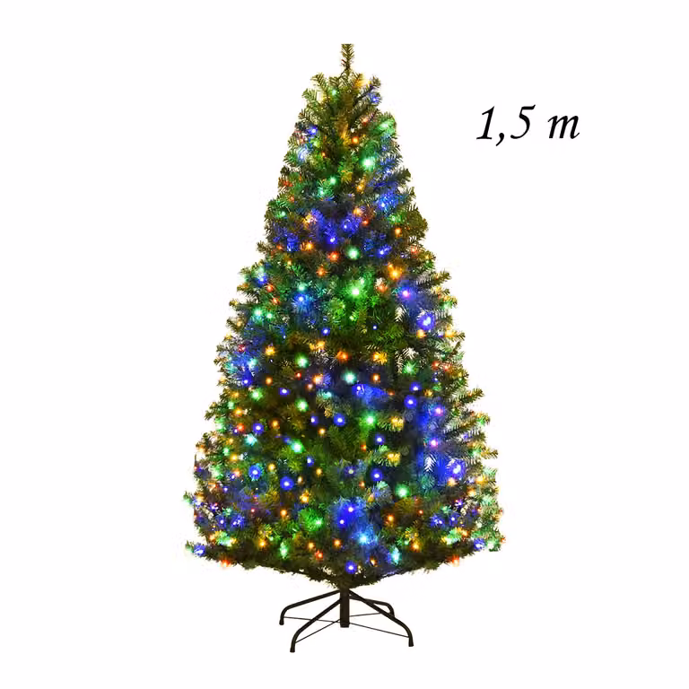 Árbol de Navidad Artificial Costway de 150 cm con Luces LED RGB y Soporte de Metal en Color Verde