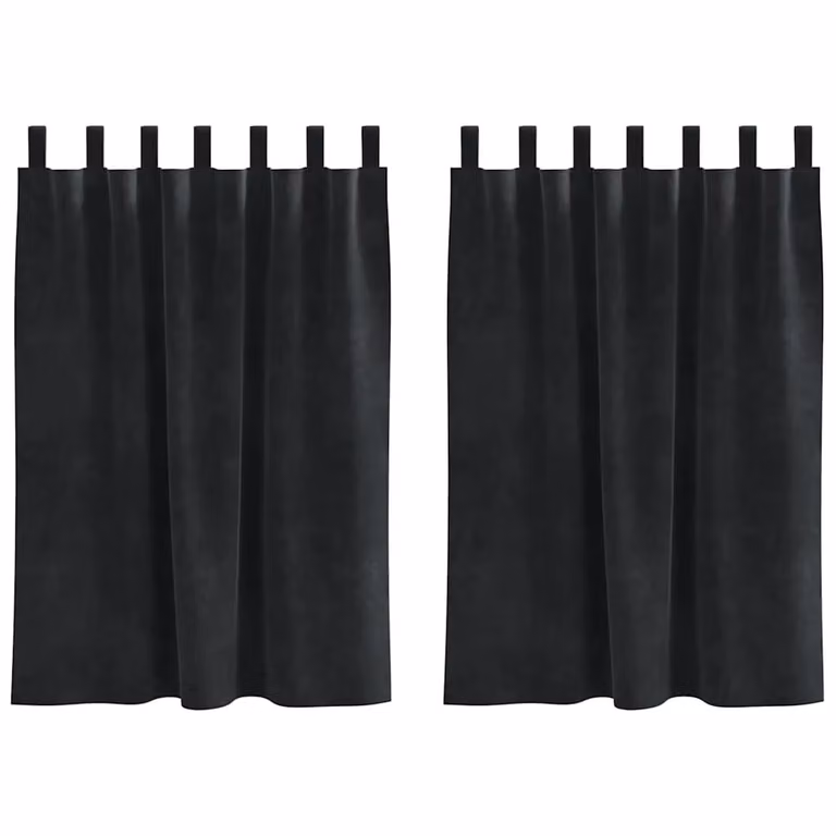 Set de 2 cortinas blackout de terciopelo vidaXL en color negro, An/Al: 140 x 140 cm