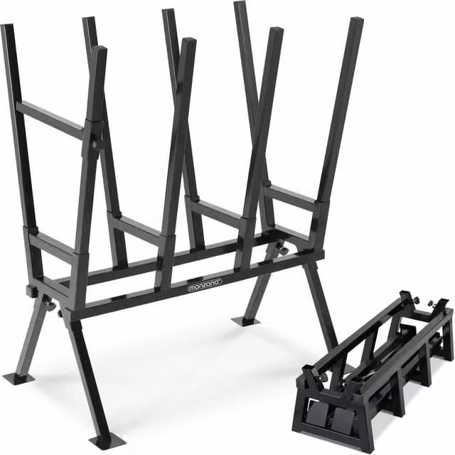 Caballete plegable de acero Gardebruk para cortar madera en color negro, con altura ajustable