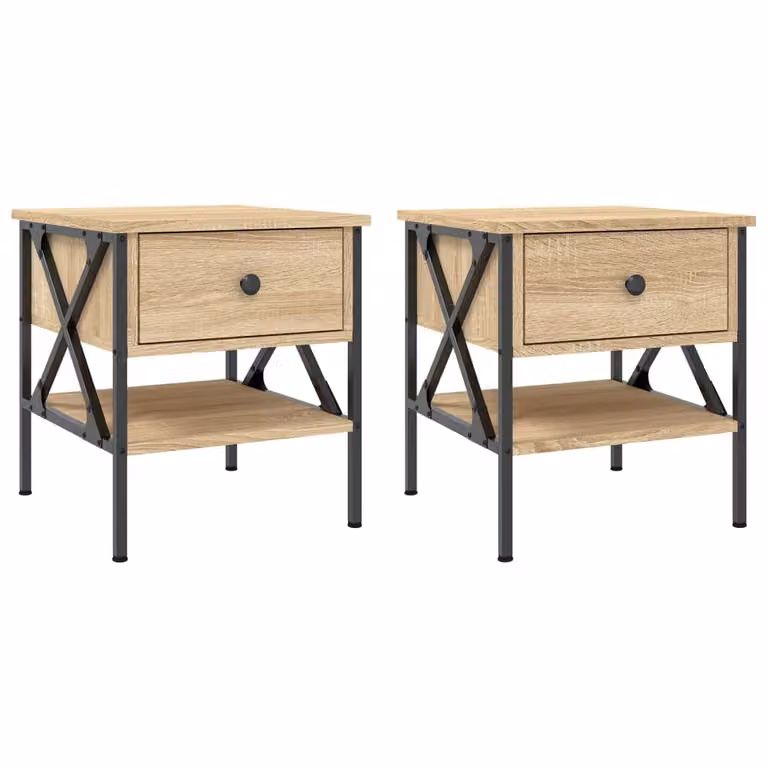 Set de 2 mesitas de noche vidaXL de madera de roble sonoma para dormitorio, An/P/Al: 40 x 42 x 45 cm
