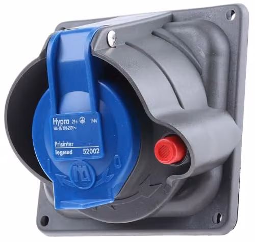 Enchufe fijo Legrand Hypra IP44/55 16A 200V a 250V 2P+T color gris