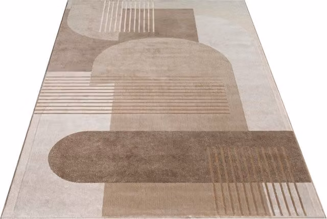 Alfombra Tiana beige de diseño geométrico moderno, An/P: 160 x 230 cm