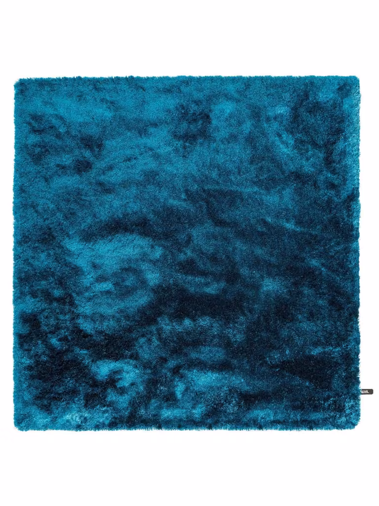 Alfombra de pelo largo Benuta en color turquesa y azul, diseño moderno y cuadrado, An/P: 200 x 200 cm