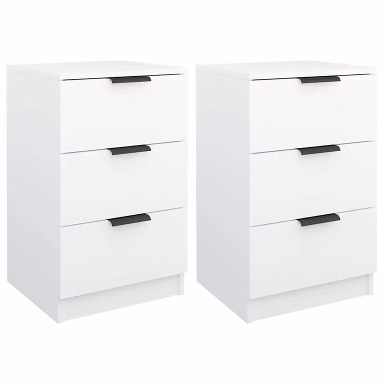 Set de 2 mesitas de noche modernas de madera vidaXL en color blanco para dormitorio An/P/Al: 40 x 36 x 65 cm