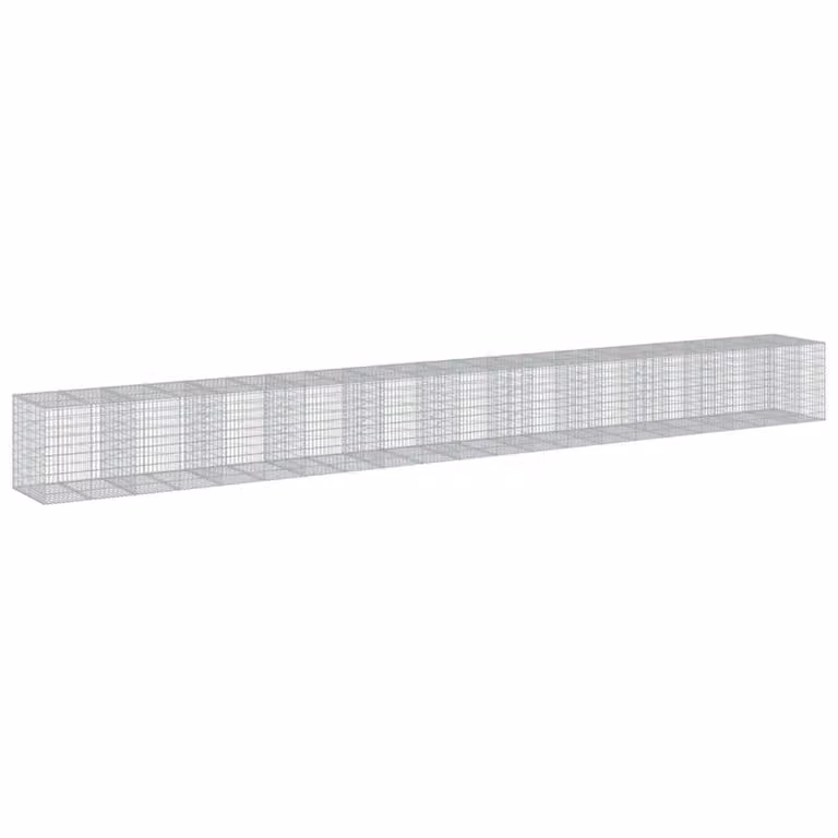 Cesta de gaviones con cubierta de hierro galvanizado plateado vidaXL An/P/Al: 1050 x 100 x 100 cm