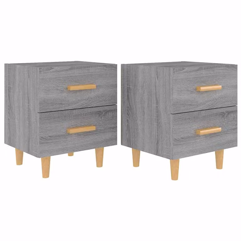 Set de 2 mesitas de noche vidaXL en gris sonoma con cajones, An/P/Al: 40 x 35 x 47,5 cm