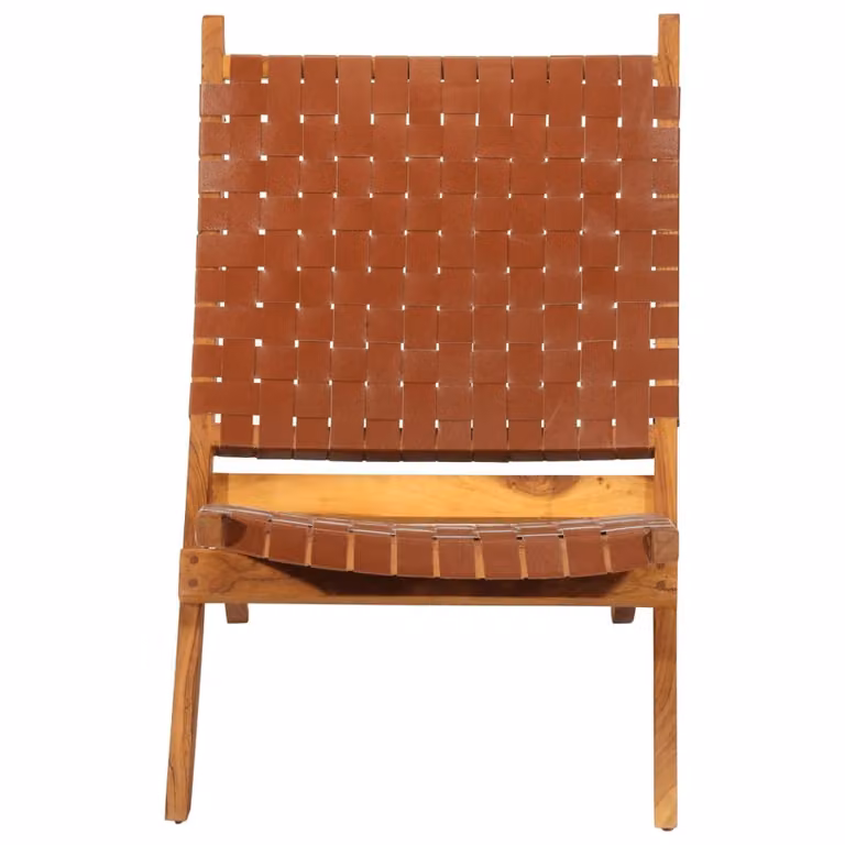Silla plegable de cuero auténtico y madera de acacia vidaXL en color marrón estilo mid-century para adultos