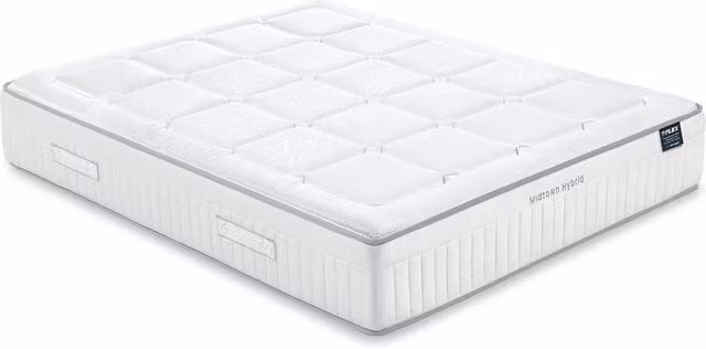 Colchón híbrido Flex Midtown Hybrid Flex con muelles Multielástic NxT y espuma técnica AirVex NxT en color blanco