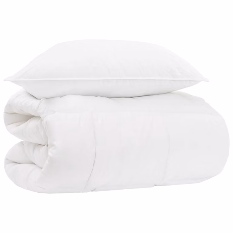 Conjunto de edredón y 2 almohadas vidaXL de fibra de bambú y algodón, color blanco, para invierno, 135 x 200 cm