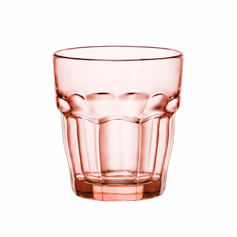 Set de 6 vasos bajos Rock Bar de Bormioli Rocco en vidrio color naranja de 27 cl
