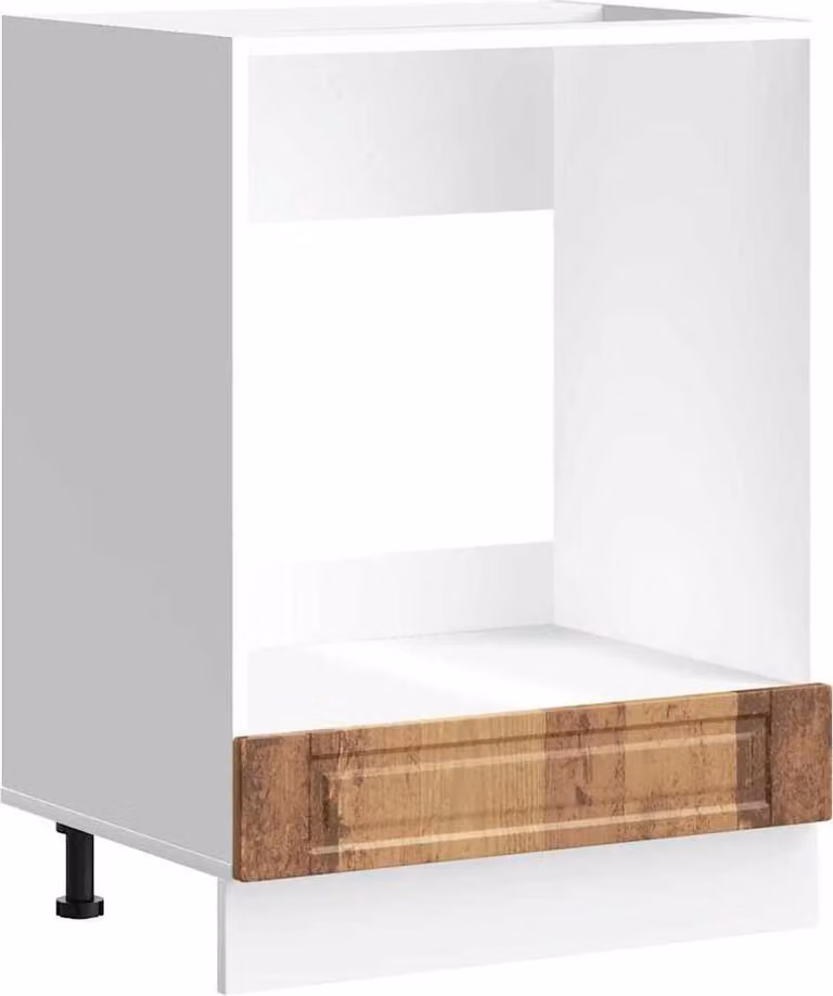 Mueble de horno Syfax Porto de estilo clásico en madera reconstituida y MDF color marrón y blanco