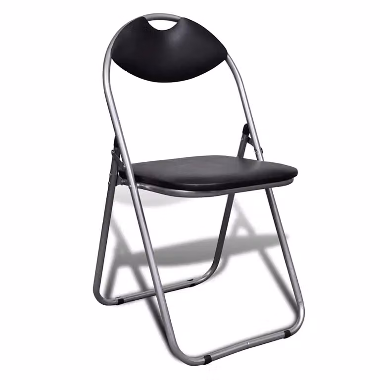 Set de 6 sillas plegables vidaXL en polipiel negra y acero de estilo moderno