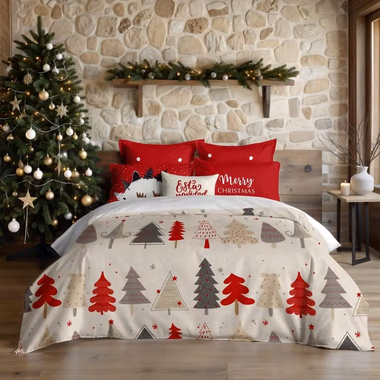 Funda nórdica de Navidad Decolores Home multicolor en poliéster, An/P: 200 x 200 cm