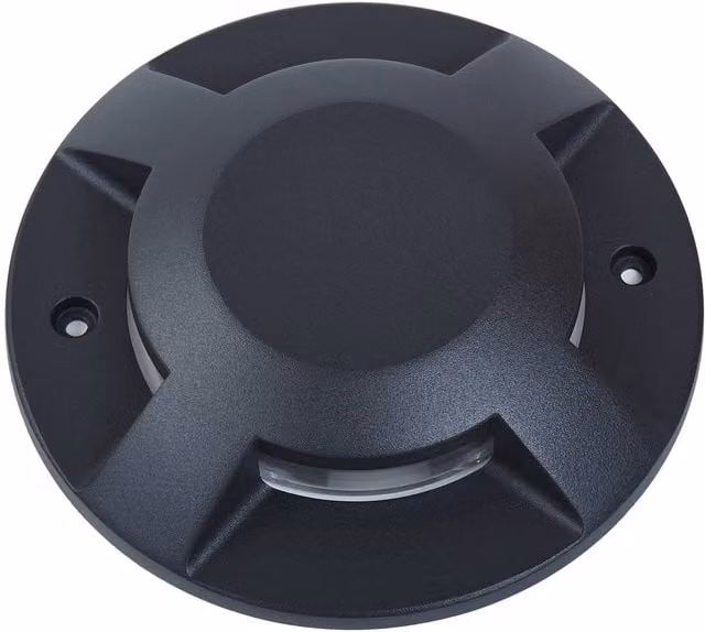 Foco LED de suelo Lucande Jeffrey negro para exterior con 4 salidas de luz y protección IP67