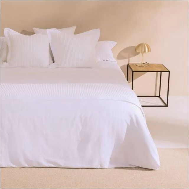 Funda nórdica de algodón satén mako de 300 hilos color blanco An/P: 240 x 260 cm