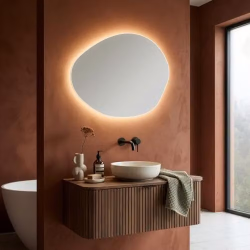 Espejo LED Mayo de Home Deluxe con diseño asimétrico y sensor táctil regulable, An: 80 cm, Al: 100 cm