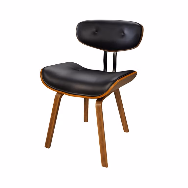 Silla retro Maison Pavane de cuero sintético negro y patas de madera