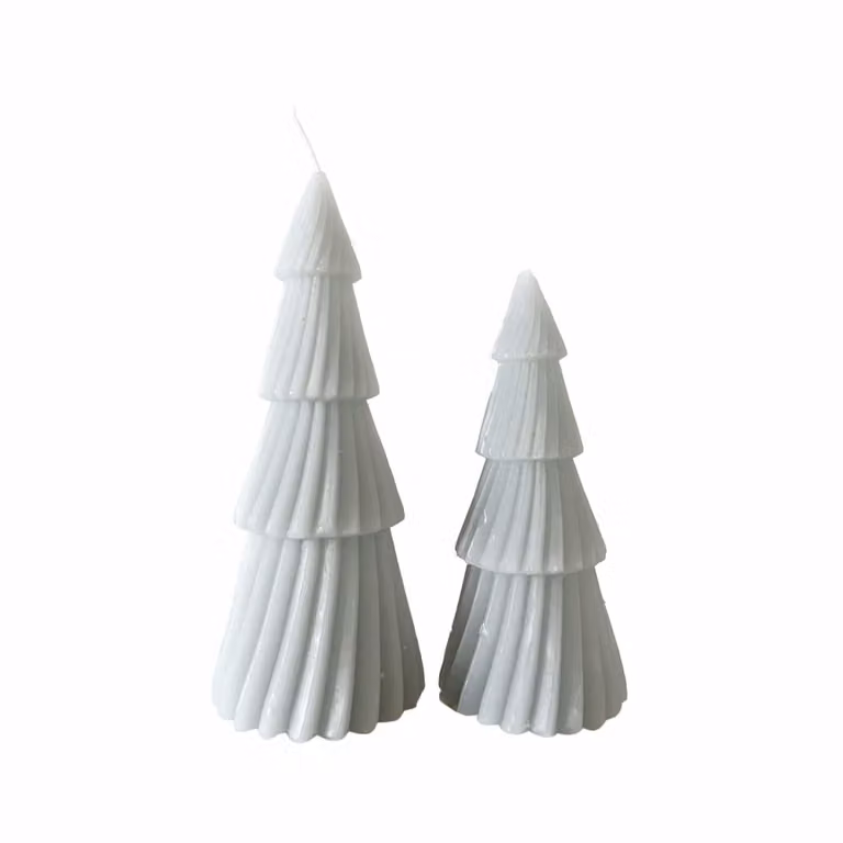 Figura decorativa de Navidad Mobili Rebecca en cera de color plata y gris para mesa