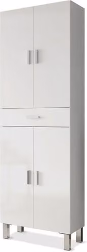 Columna de baño Aruba de Duehome con 2 puertas y 1 cajón en blanco brillo, An/P/Al: 60 x 29 x 182 cm