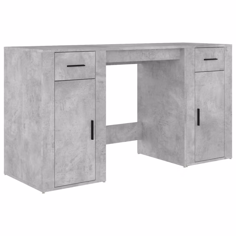 Escritorio con armario vidaXL en madera MDF color gris hormigón para oficina en casa