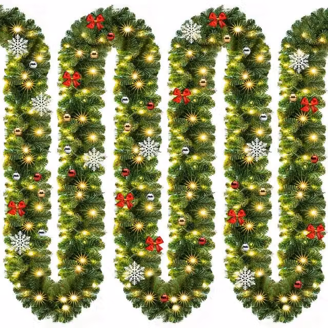 Guirnalda de Navidad Casaria de 10m con 160 LEDs de luz blanca cálida, color verde y protección IP44 para interior y exterior