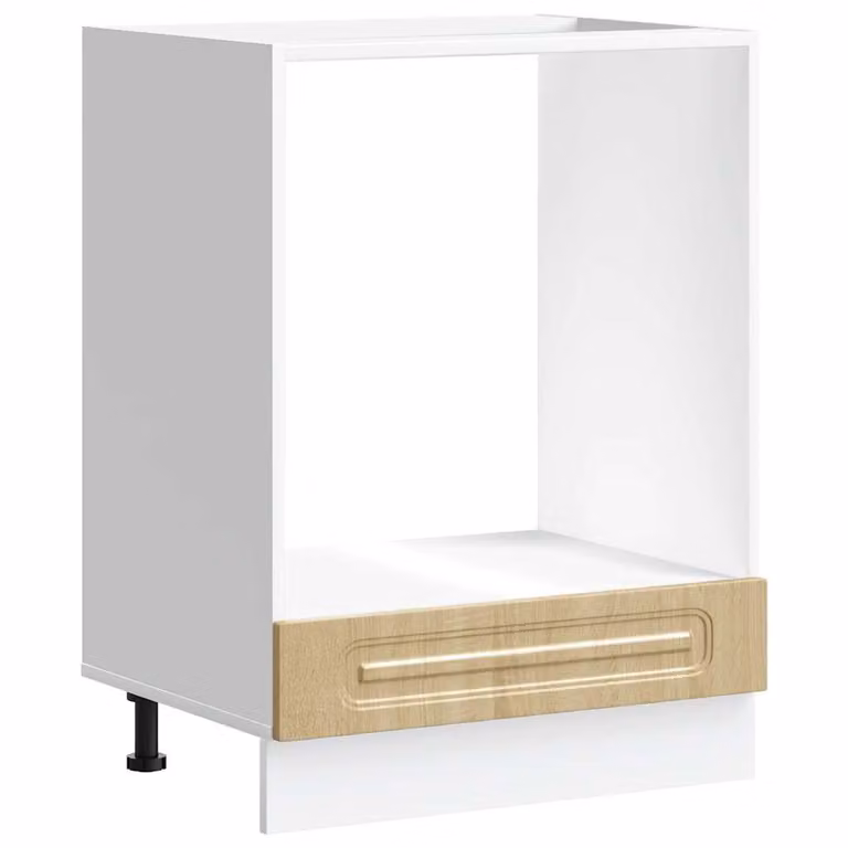 Mueble de horno Kalmar vidaXL en madera reconstituida color roble y blanco con puertas batientes para cocina