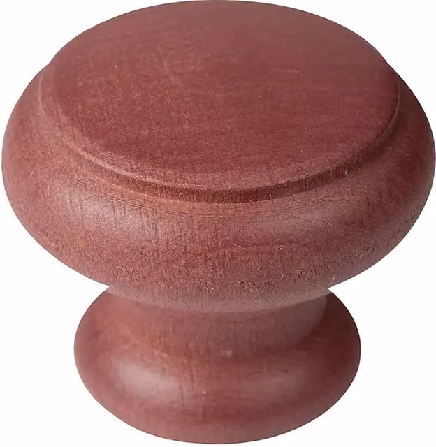 Pomo para muebles Nesu de madera color rojo mate, Diámetro: 4 cm, Altura: 3,3 cm