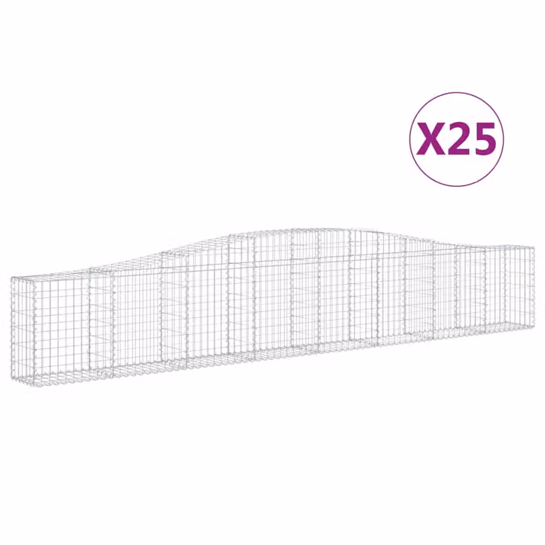 Set de 25 cestas de gaviones videx en forma de arco de acero galvanizado color gris y plata, An/P/Al: 400 x 30 x 60/80 cm