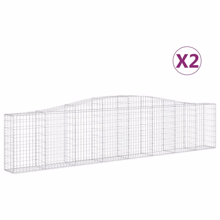 Set de 2 cestas de gaviones videx en acero galvanizado color gris y plata con forma de arco, An/P/Al: 400 x 30 x 80/100 cm