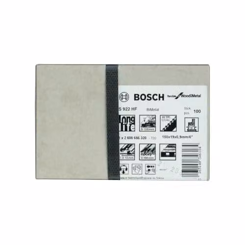Hoja de sierra de sable Bosch S922HF Multi Material de 100 mm para madera y metal en bimetal color gris/plateado