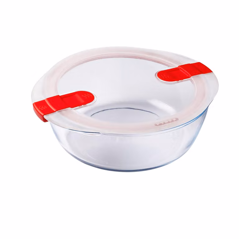 Recipiente hermético redondo de vidrio Pyrex Cook&Heat de 2,3 l transparente