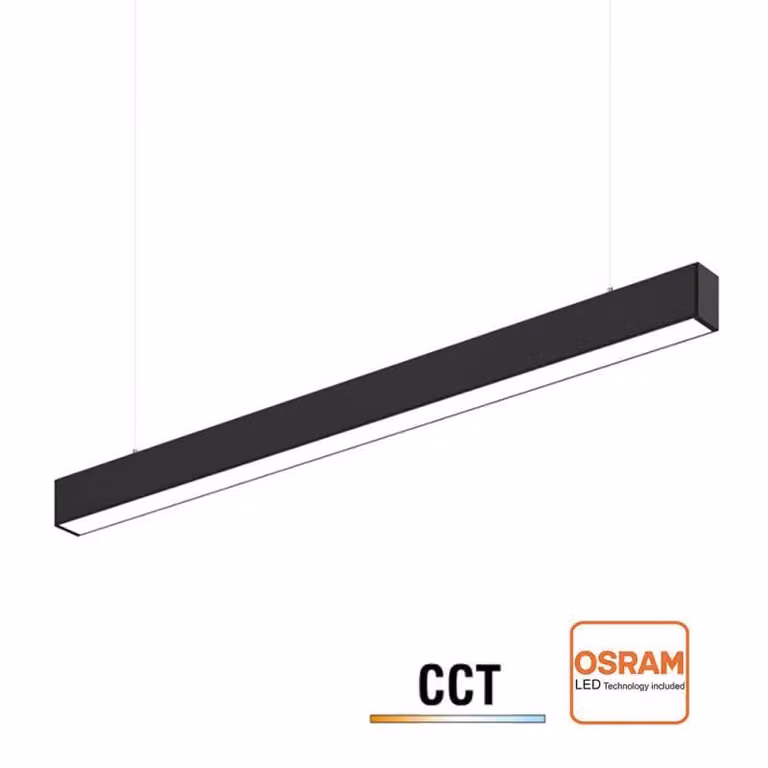 Lámpara colgante LED de superficie metro LEDBOX negra, ampliable, 40W, An/P/Al: 120 x 40 cm, con temperatura de color ajustable 3000-4000-6000K