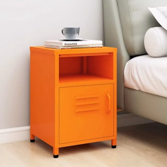 Mesita de noche de acero naranja vidaXL An/P/Al: 35 x 35 x 51 cm