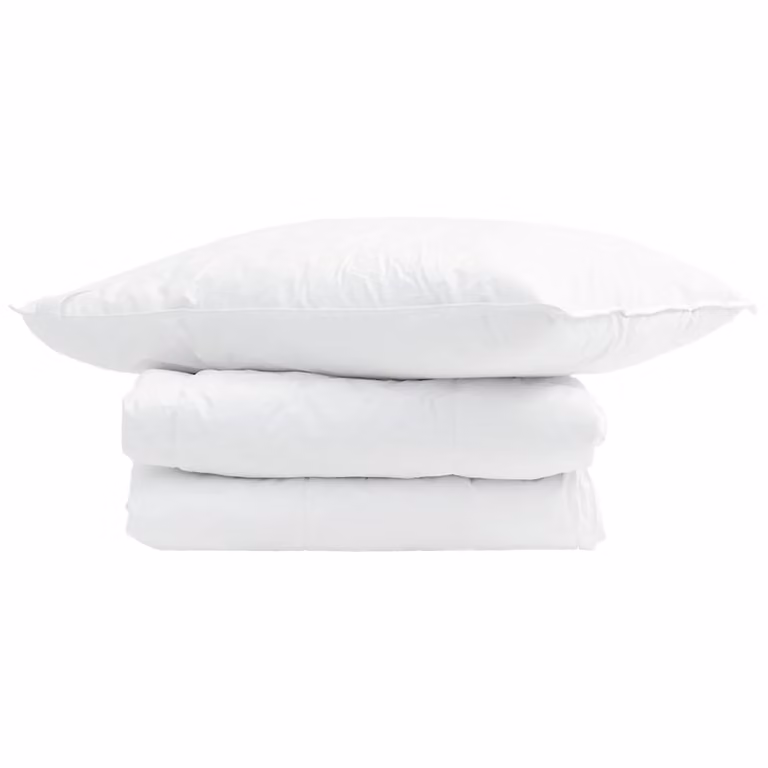 Set de 2 piezas vidaXL de edredón de verano y almohada de plumas de pato blancas, An/P/Al: 155 x 220 cm