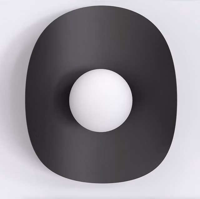 Lámpara de pared moderna Kendra Home en metal y cristal negro para salón o dormitorio