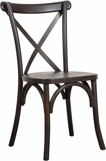 Silla de comedor rústica BISCOTTINI de madera de fresno apilable en color marrón mate