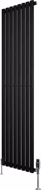 Radiador de columna ovalado de acero Monster Shop en color negro con válvulas termostáticas, potencia 1267W, Al x An: 180 x 48 cm