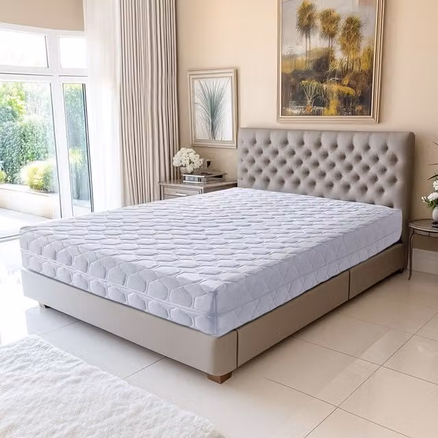 Colchón de contacto con memoria de forma Literie Julien de 23 cm, muy firme, con 7 zonas de confort y protector impermeable en color blanco