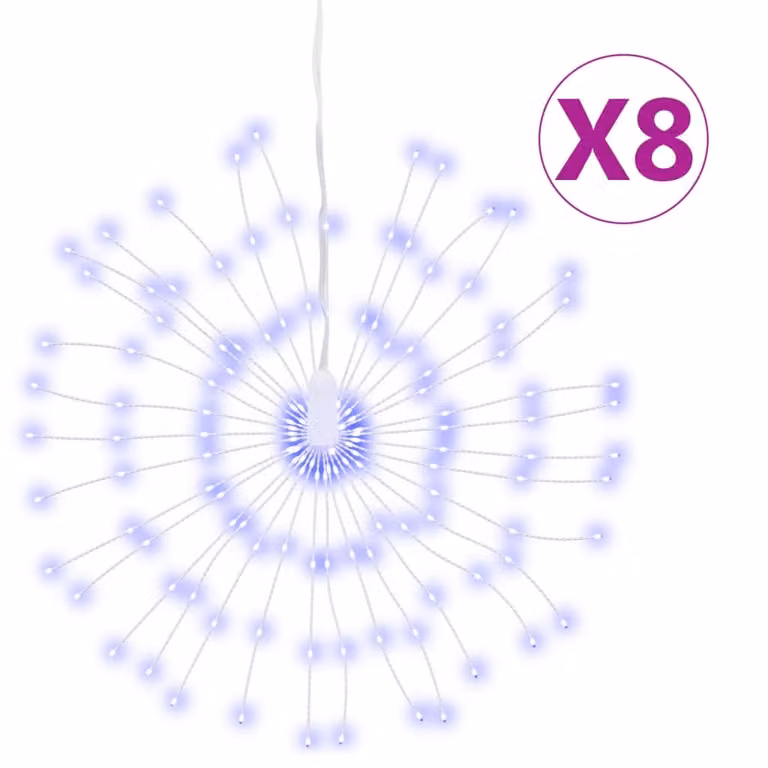 Set de 8 luces de Navidad con estrellas de vidaXL, 140 LED azules, con mando a distancia y temporizador, 17 cm