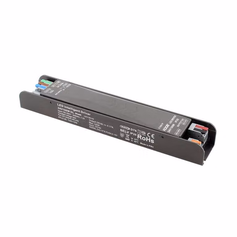 Fuente de alimentación LEDBOX Slim DC24V/100W/4.17A con tecnología 6 en 1 DALI Push PWM 0/1-10V en color negro