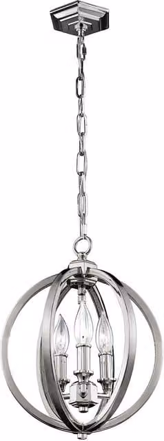 Lámpara colgante Corinne de Feiss con 3 luces en color plata y acabado níquel pulido para E14