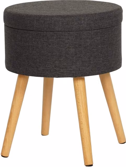 Taburete con almacenaje Zahara de Rebecca Mobili en gris con estructura de metal y MDF, An/P/Al: 36 x 36 x 45 cm