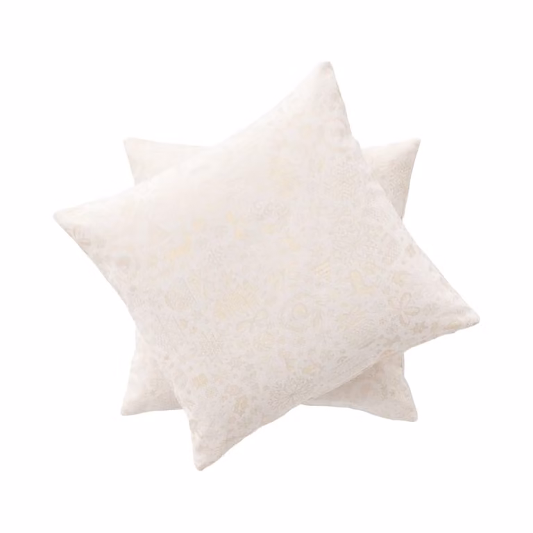 Lote de 2 fundas de cojín navideñas Gamusi de jacquard en blanco y amarillo, 45 x 45 cm