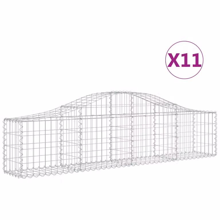 Set de 11 cestas de gaviones videx en acero galvanizado color plata con forma de arco, An/P/Al: 200 x 30 x 40/60 cm