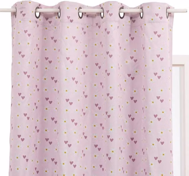 Cortina opaca para niños Billie de Atmosphera, rosa con estampado gráfico, An/Al: 140 x 260 cm