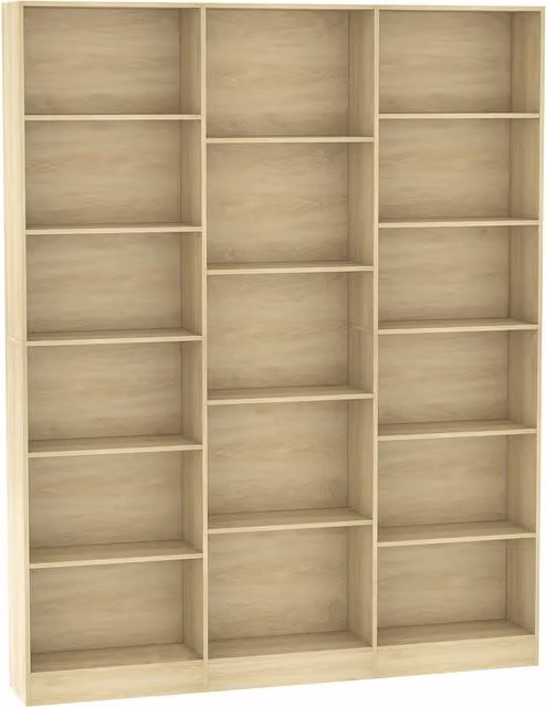 Librería HOMCOM de 6 niveles con 17 compartimentos y estantes ajustables en color roble, An: 149 cm, P: 23,6 cm, Al: 188 cm
