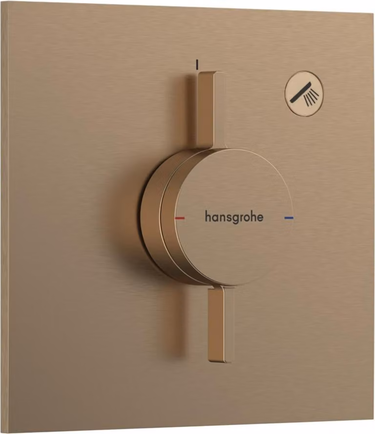 Juego de grifos mezcladores para ducha Hansgrohe DuoTurn E empotrado con dos mandos en acabado bronce cepillado