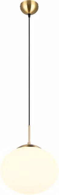 Lámpara colgante minimalista Trio Leuchten con globo de vidrio blanco y metal dorado para E27