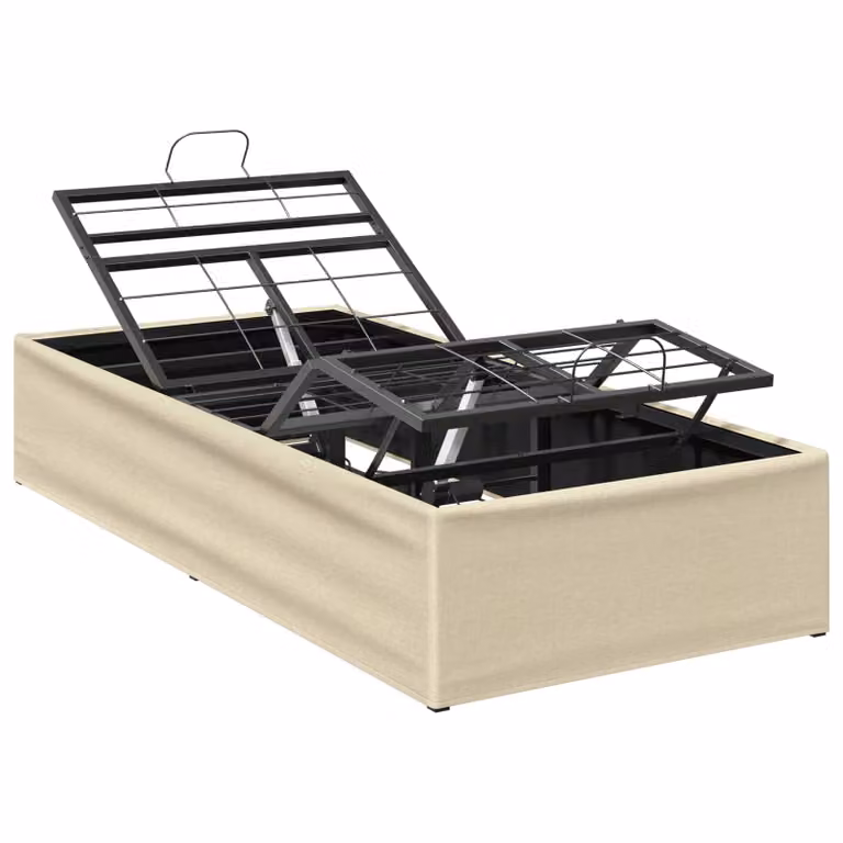 Estructura de cama ajustable eléctrica vidaXL con base elevable y cabecero tapizado en color beige de 100 x 200 cm
