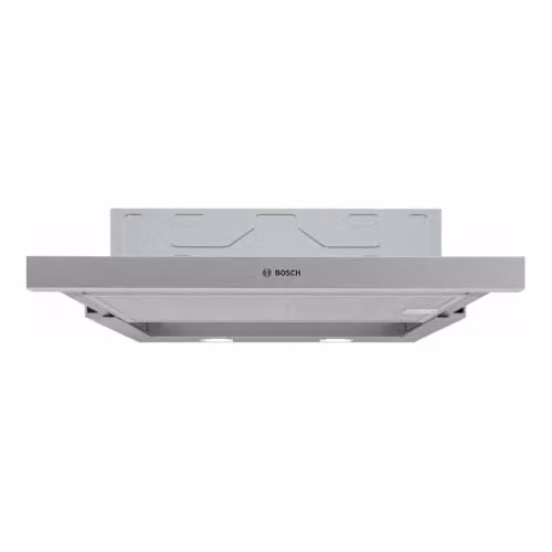 Campana de encastre Bosch DFM064W55 Serie 2, pantalla plana, color plata, 60 cm, con extracción y recirculación, iluminación LED y filtros metálicos